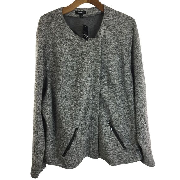 Torrid Womens Studio Double Knit Full Zip Up Moto Jacket Gray Plus Size 6X NWT - Picture 1 of 11